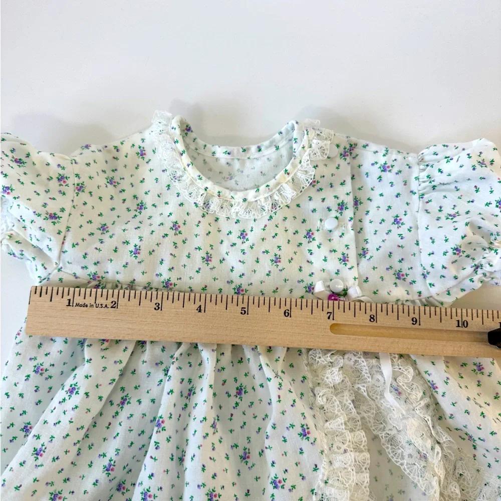 VTG Dress‎ Bloomer White Purple Flowers 18M 2pc set Side Button Unique Lace USA